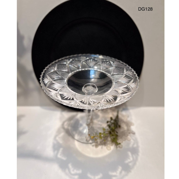 Elegant Vintaged Cut Crystal Round Compote/Candy Dish - Picture 2 of 3